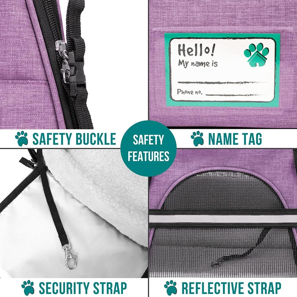 Airline Approved Pet Carrier for Cat, Soft Sided Dog Carrier for Small Dog, Cat Travel Supply Accessories Indoor Cat, Ventilated Pet Carrying Bag Medium Large Kitten Puppy, Small Heather Purple