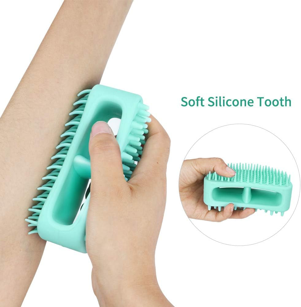 Dog Brush & Cat Brush, Soft Silicone Dog & Cat Grooming Brush, Pet Bath & Massage Brush for Cats and Dogs with Short or Long Hair, Cat Slicker Shedding Hair Brush Teal